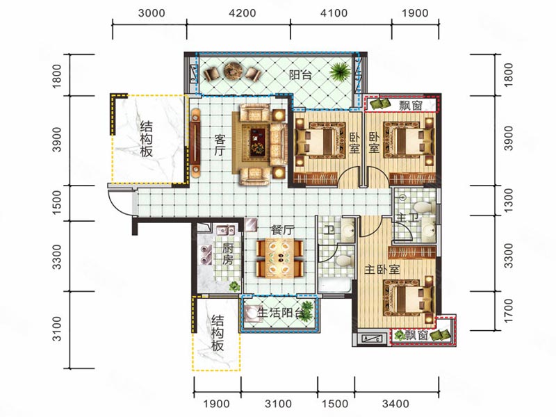 郴州-桂阳县锦绣金湾为您提供该项目3栋F户型图片鉴赏