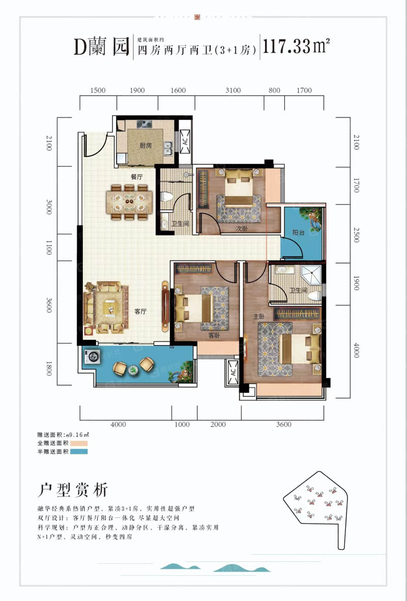 郴州北湖区五岭庆园为您提供该项目D户型图片鉴赏