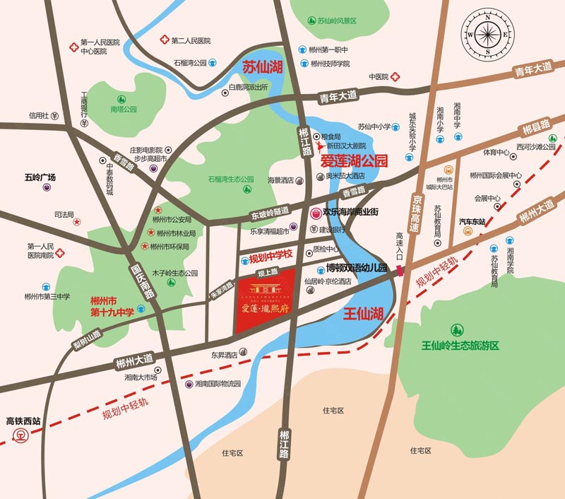 众联瓏熙府项目位于郴州郴州大道与郴江路交汇处